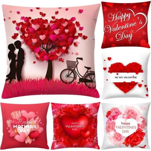 Soft Valentines Day Pillowcase Letter Home Decoration Heart Print Sofa Pillowslip for Chair Throw Pillow Cover Beddings Supplie