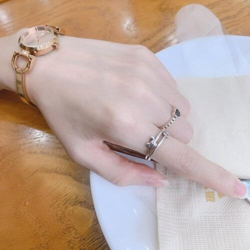 925 Sterling Silver Mic Mouse Heart Rings Set Female Hot Fashion Adjustable Wholesale Vintage Jewelry Couple Cute Gift Girls