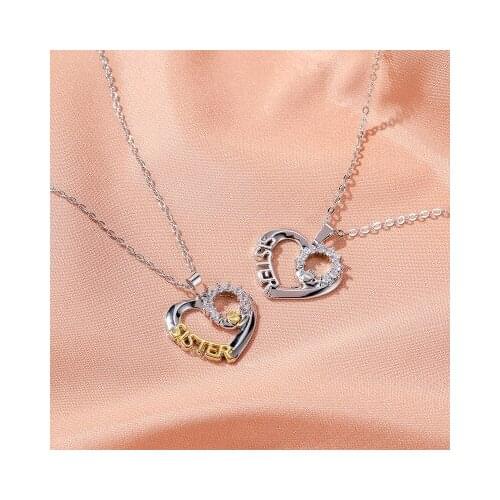 New fashion Creative love SISTER micro-set zircon wild pendant For Women girl Accessories jewelry wholesale