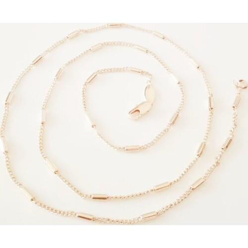 Women Jewelry Necklace New Fashion 585 Rose Gold Color Jewelry Women Necklace Copper 60CM Women Slim Long Necklace