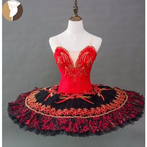 FLTOTURE Girl Professional Ballet Nutcracker Tutu Red/Black ColorXW1005 Women Classical Ballet Skirt Don Quixote Costumes Tutus