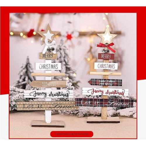 Christmas Small Exquisite Decorations Wooden Christmas Tree Desktop Ornaments D50