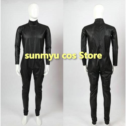 Mesh faux leather bodysuits jumpsuits Cosplay Costume,Custom Size Customize Halloween