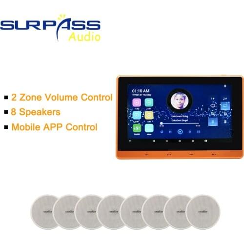 Strong Bass Home Cinema Theater Audio System Intelligent 2 Zone Volume Controller 8 Ceiling Speaker Background Music System Set