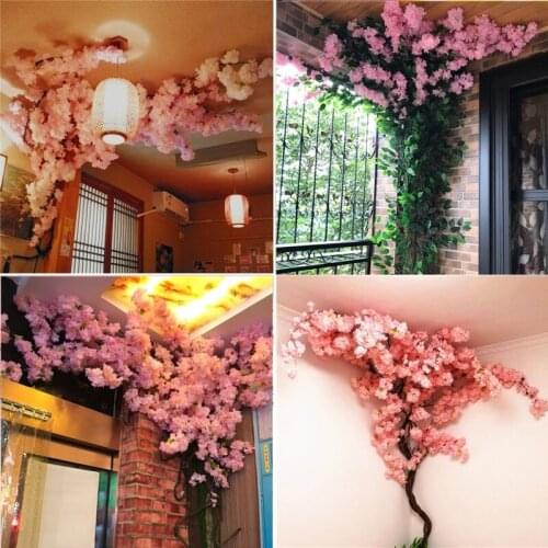 Simulation cherry tree indoor living room air conditioning pipe network red shop wall ceiling decoration floor false rattan