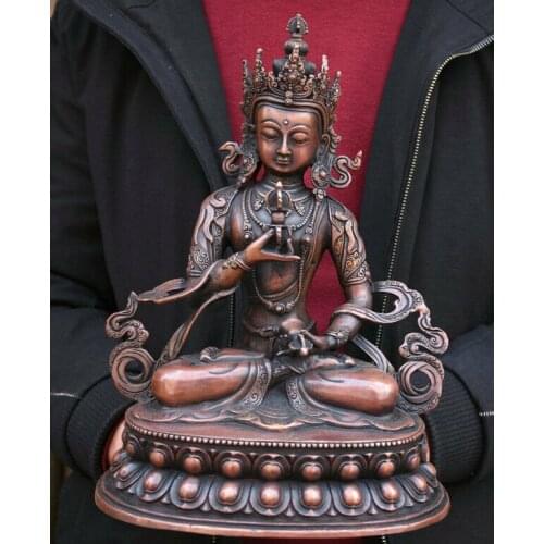Old Tibet Tibetan Purple Bronze Convent Vajradhara Vajrabhairava Goddess Statue