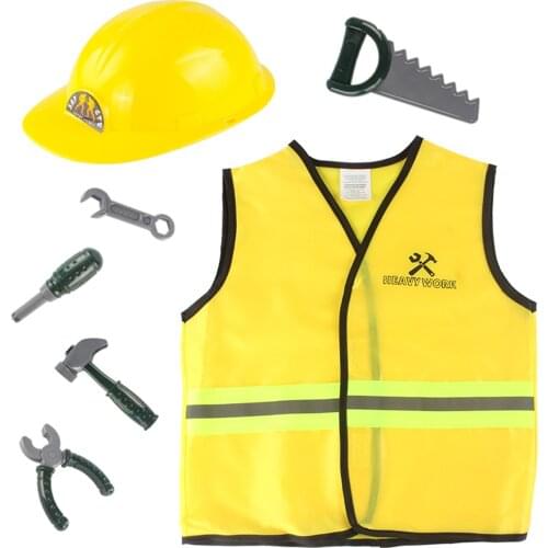 Construction Worker Costume Kit For Kids Role Play Toy Set Career Costumes Heavy Worker Cosplay
