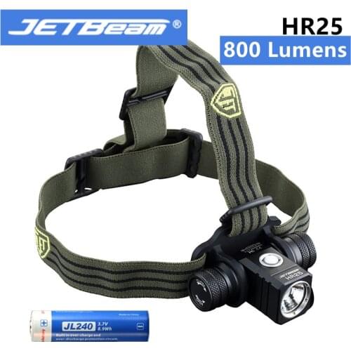 Jetbeam HR25 LED Flashlight Headlamps Cree XM-L2 800 Lumens 18650 Headlight + 1PCS 18650 Battery+USB charger