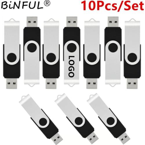 Binfu 10PCS USB Flash Drives Metal Pendrive 512MB 1GB 2GB 4GB 8GB 16GB 32GB 64GB Flash Disk Cle USB 2.0 Memory Stick for PC logo