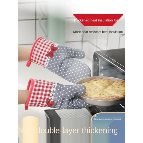 Thickened Microwave Oven Baking Heat Insulation Gloves Kitchen Household High-Temperature Resistance Anti-Scald Baking Special