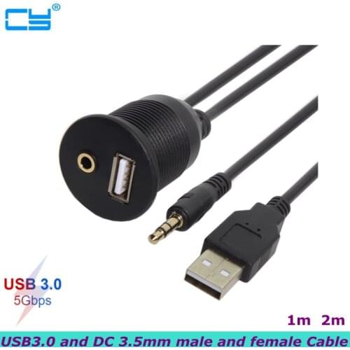 200cm 5gbps USB3.0/2.0 and DC 3.5mm male and female instrument panel waterproof installation cable, suitable for ships, cars