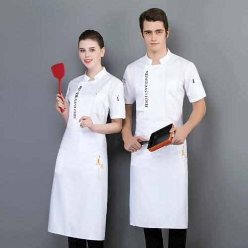 Breathable Short Sleeve Master Chef Uniform Men and Women Bakery Hotel Kitchen Jacket Catering Canteen Cook Coat Workwear Shirt