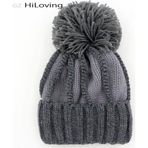 Big Winter Knitted Pom Pom Hat For Womens Warm Thick Fleece Acrylic Womens Winter Beanie Hat Girls Casual Gorros Caps Bonnet