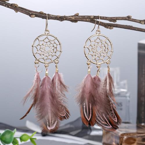 Women Unusual Earrings Long Feather Pendant Woman Accessories Vintage Ethnic Bohemia Trend Gorh Party Earring Womens Jewelry