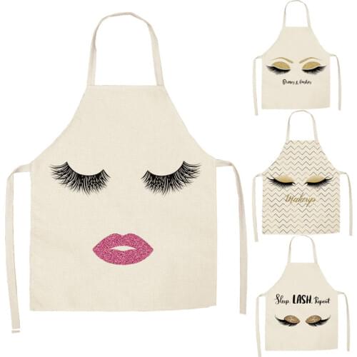1 Pcs Eye Pattern Cotton Apron Adult Bibs Home Cooking Baking Coffee Shop Cleaning Aprons Kitchen Accessories