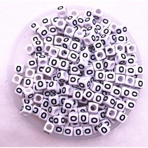 100pcs/lot "O"White Alphabet/ Letter Acrylic Cube Beads For DIY Jewelry Making 6x6mm(1/4"x1/4")