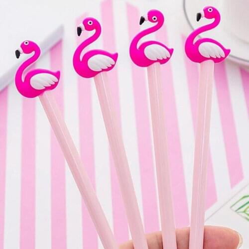 2pc Kawaii Flamingo Little Swan Gel Pen Black Signature Water Pen Cute Students Office School Supplies Stationery