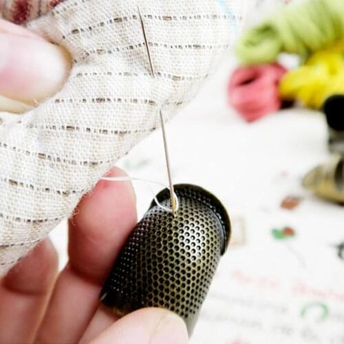 Junetree Finger Protector Metal Thimble Ring Handworks Needle Hoop Ring Leather craft 2pcs set