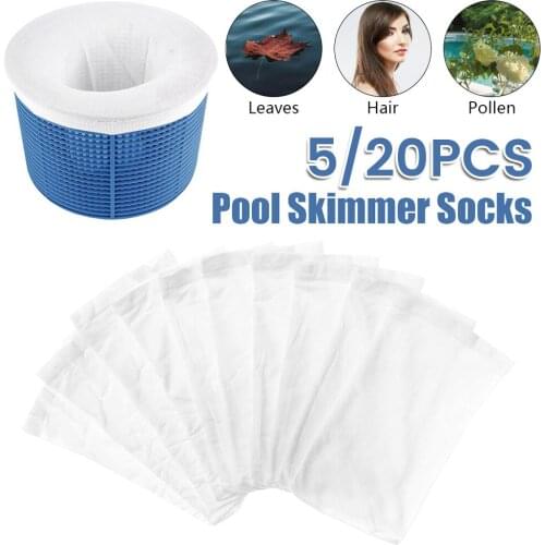 20 Pcs Skimmer Basket Filter Removes Leaves Cleaning Tool Durable Pool Skimmer Socks Protection Pump Nylon Elastic
