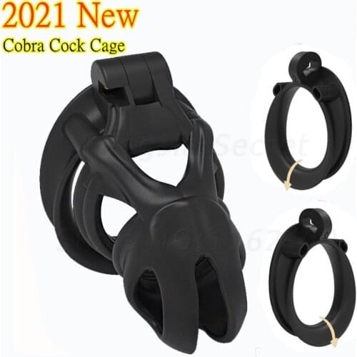 2021 New 3D Cobra Cock Cage,Mamba Male Chastity Device With 4 Penis Rings,Penis Sleeve,Chastity Belt,BDSM Sex Toys For Man Gay
