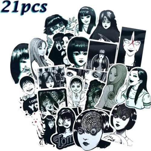 21Pcs Horror comics Stickers Japanese ITO leap second Decal For Snowboard Laptop Luggage Car Fridge Car-Styling Vinyl Home