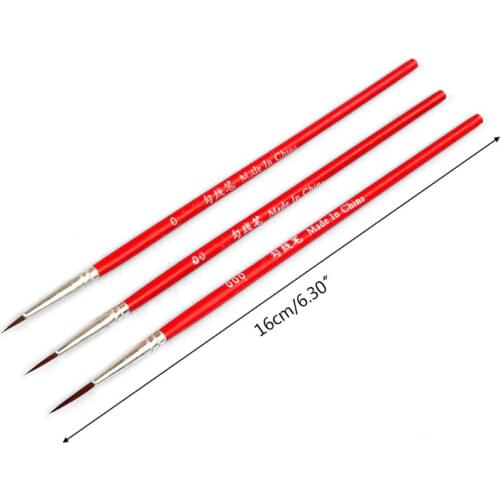 3pcs 0 00 000 Hook Line Pen Professional Fine Tip Drawing Brushes for Acrylic