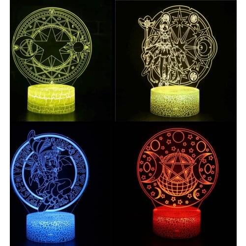 3D Luminous Anime X Maiden Warrior Sakura Black Array Magic Array Horoscope Decorative Background LED Table Lamp