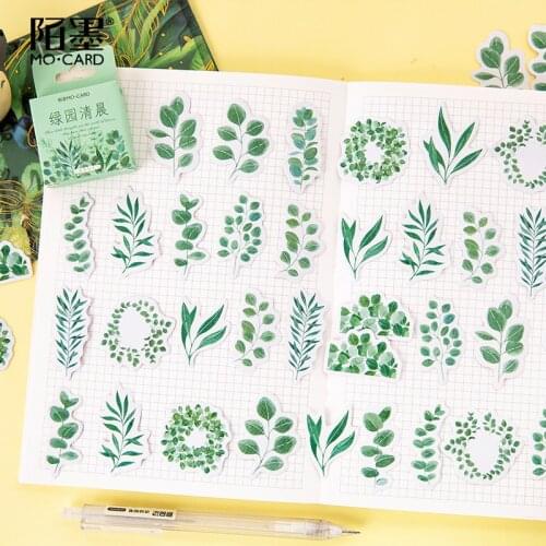 45 pcs/pack Green Leave Park Morning Bullet Journal Decorative Stationery Stickers Scrapbooking DIY Diary Album Stick
