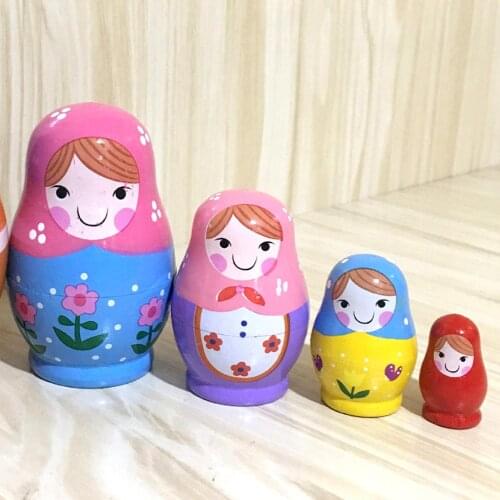 5-layer Flower Girl Painting Doll Russian Matryoshka Gift Wooden Craft Model Toy Best Wishes Kids Christmas New Year Gift