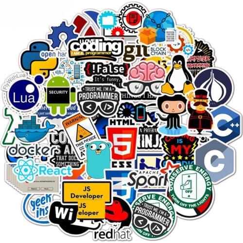 50Pcs Programming Graffiti Stickers Hacker Stickers Java C++ For Luggage Skateboard Laptop Motorcycle Papeleria Y Oficina