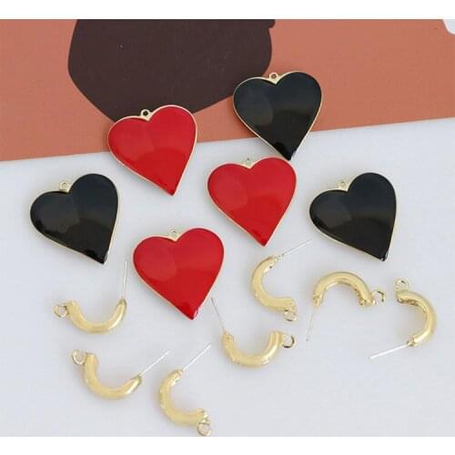 6 PCS 23x25mm 18x4mm Heart Charms Pendant DIY Handmade Earring Accessories For Jewelry Making