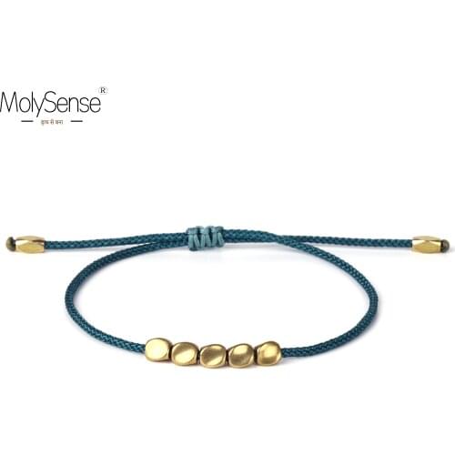 MolySense Handmade Tibetan Copper Beads Cotton Thread Lucky Rope Bracelet & Bangles For Women Men Bracelets