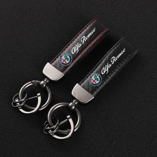 Carbon fiber Leather Car KeyChain Custom sports line Key Rings For Alfa Romeo 159 147 156 166 Giulietta Giulia Mito Spider Car