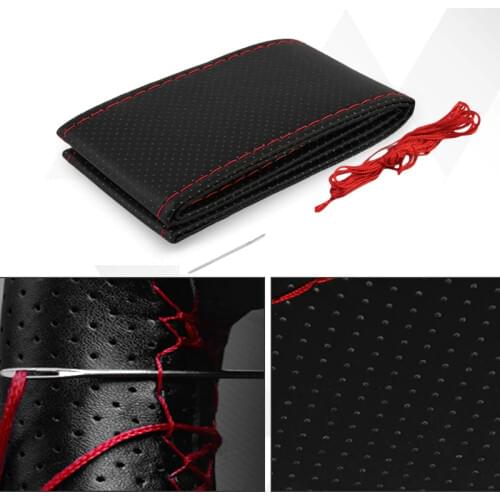 36CM Car Steering Wheel Cover DIY Steering Wheel Covers For VW Polo Accessories 6N2 6R Sedan 9N 2018 2019 With Needle and Thread