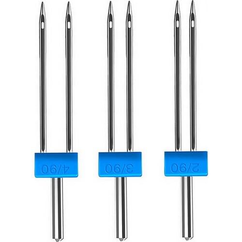 3PCS Sewing Machine Needles Double Twin Needles 2.0/90 3.0/90 4.0/90 Sewing Needles for Most Household Sewing Machine