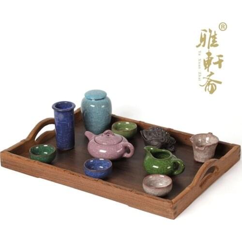 Rosewood crafts wood carving decoration wooden tableware set three rectangular wooden pallets wooden tray compote