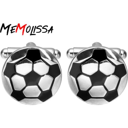 MeMolissa Fashion mens jewelry Boy Mens shirts football cufflinks in white tone for party cuff links high quality