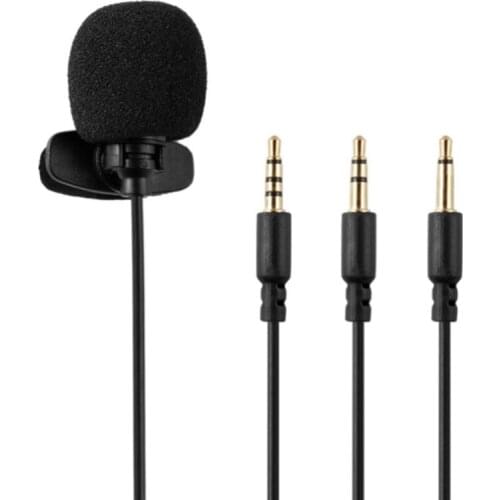 Mini Microphone Condenser 3.5mm Jack Clip-on Lapel Lavalier Mic Wired for Mobile Phone Laptop PC Sound Card Loudspeakers