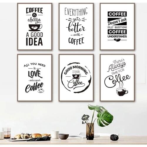 Special Coffee Life Draw Wall Art Black White Painting Canvas Pictures Vintage Poster Nordic Prints Living Room Home Decor