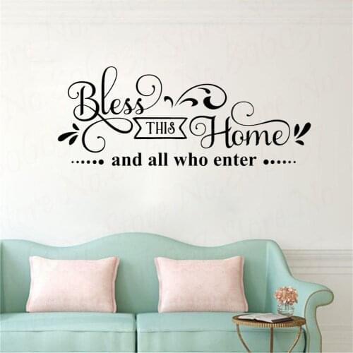 Bless This Home Wall Decal Entryway Decor Decal Christian Wall Sticker Home Decor Living Room Scripture Stickers Mural WL1226