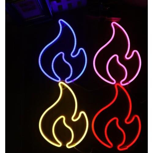 Flame Neon Sign Light LED Hanging Wall Lamp Bulbs Night light Decor Store Room Party Ornaments Gift USB + Battery Box Powered