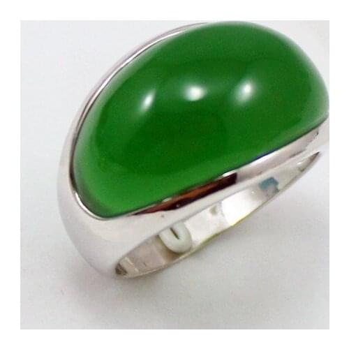 Wholesale mans light green Natural jade silver plated ring #7--12