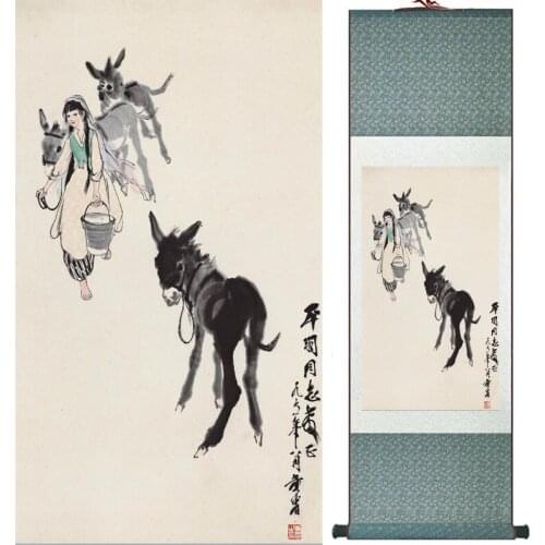 Donkey art painting ink painting traditional Chinese Art Painting Home Office Decoration donkey picture LTW2017121505