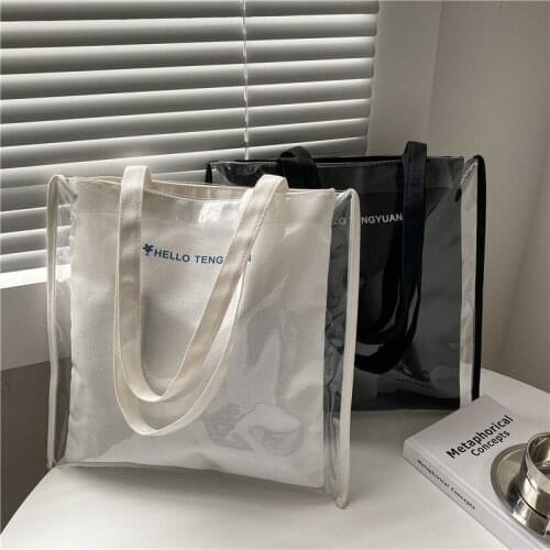 Premium Feeling Large Capacity Transparent Jelly Bag Womens Fashion Version Versatile Shoulder Bag Ladies Shopping Bag