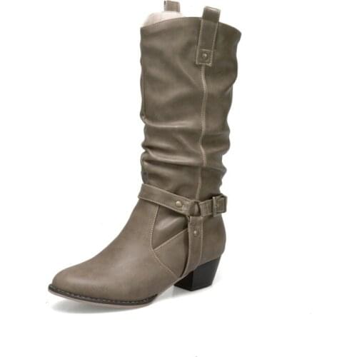Big Size 9 10 11-17 boots women woman winter boots women women shoes botas Folded sleeve with willow buckle