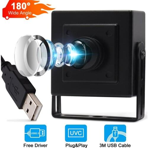 ELP Wide Angle 180 degree Fisheye USB Camera with mini housing CMOS OV7725 0.3MP VGA 640*480P mini USB Webcam
