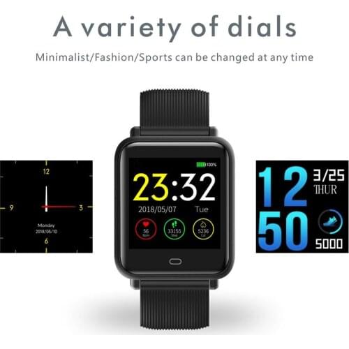 Q9 Blood Pressure Smartwatch Fitness Tracker Pedometer 15 Days Work Message Display HRM Heart Rate Waterproof Smart Watch