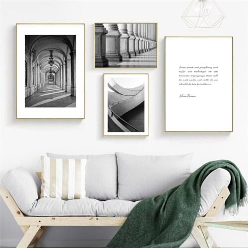 Modern Style Black White Retro Building Canvas Painting Abstract Quote Posters And Prints Wall Pictures For Living Room Decor