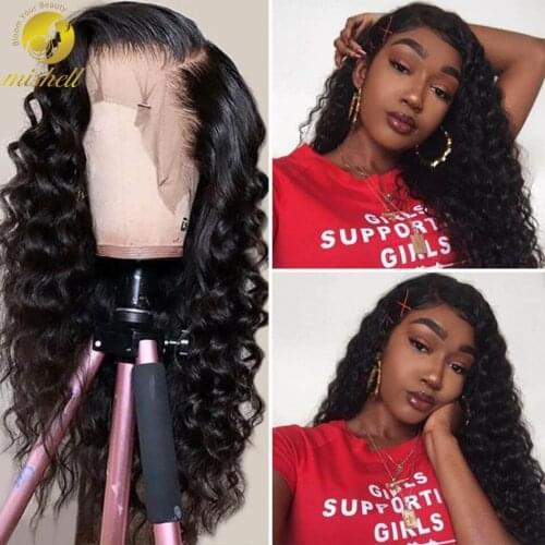 Mishel Loose Deep Wave Wig Lace Front Human Hair Wigs Remy Hair Pre-Plucked Frontal Wig 180 Density for Black Women