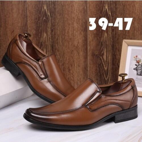New Men Dress Shoes Brush PU Leather Luxury Wedding Shoes Men Italian Style Slip-on Retro Oxford Shoes Big Size 47